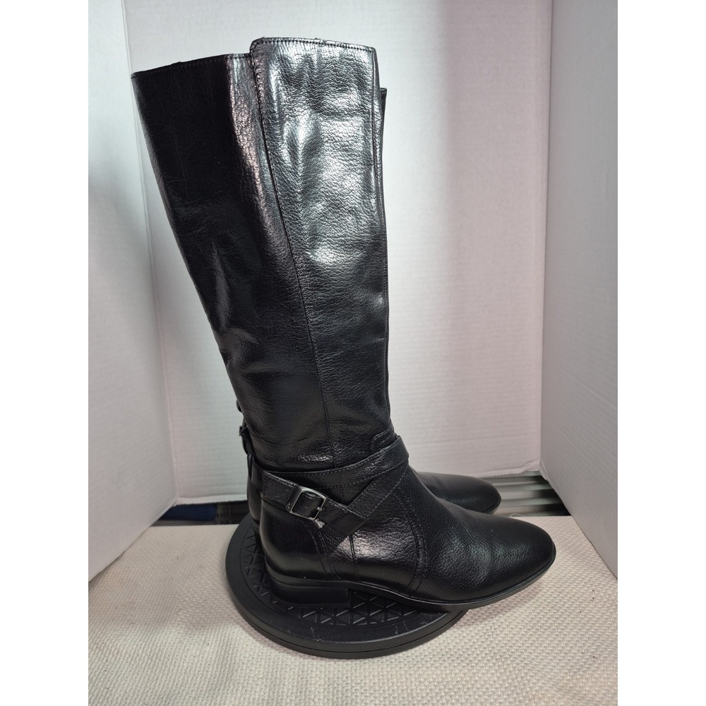 NEW Naturalizer Rena 2 Tall Wide Calf Black Leather Riding Boots Size 6.5M